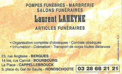 LAHEYNE Laurent Articles Funéraires